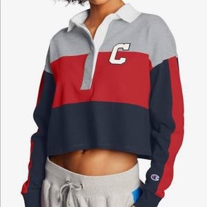 Cropped Collared Champion Long Sleeve Tee